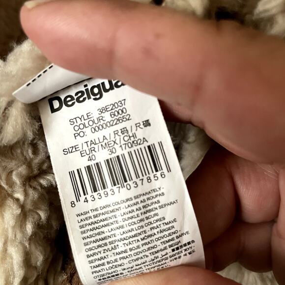 Desigual Festival Embroidered Faux Suede Shearling Boho Jacket Medium EUC - Picture 8 of 11